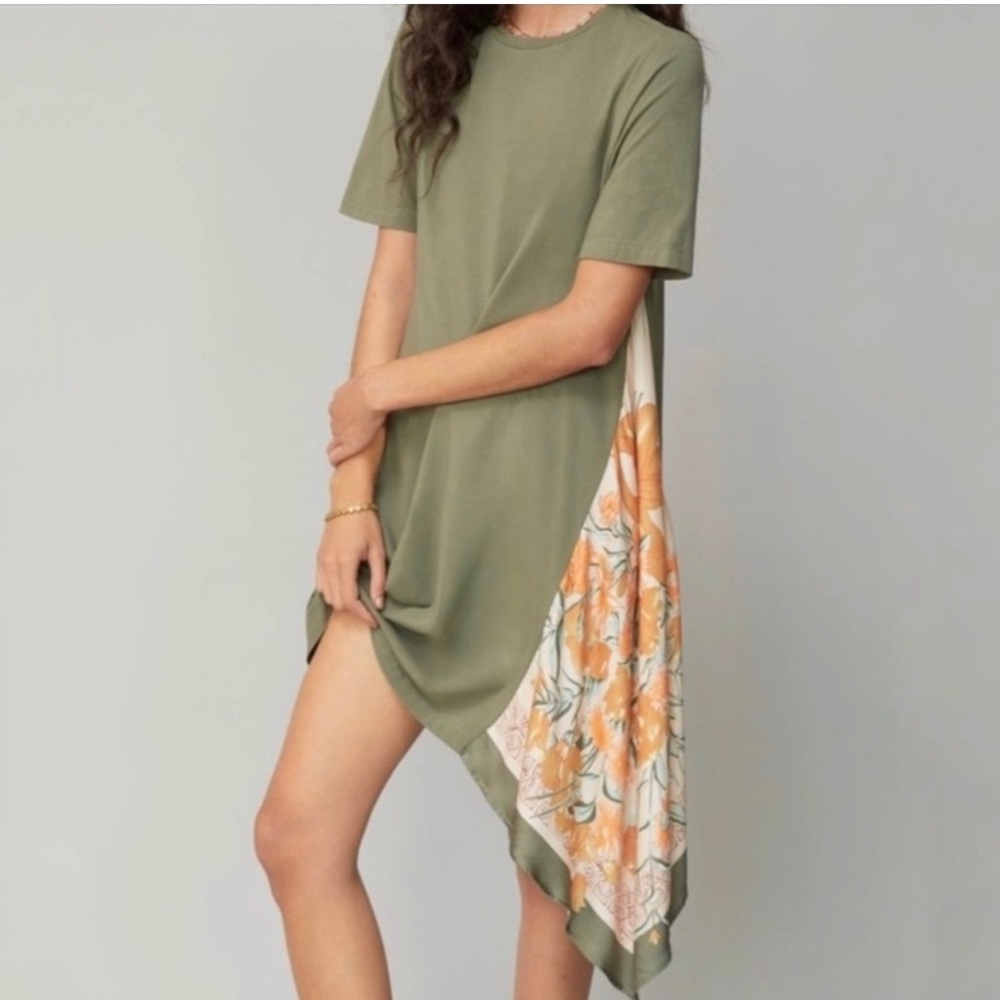 Anthropologie Tiny Satuday Sunday T Shirt dress With Handkerchief  Detail Sz M